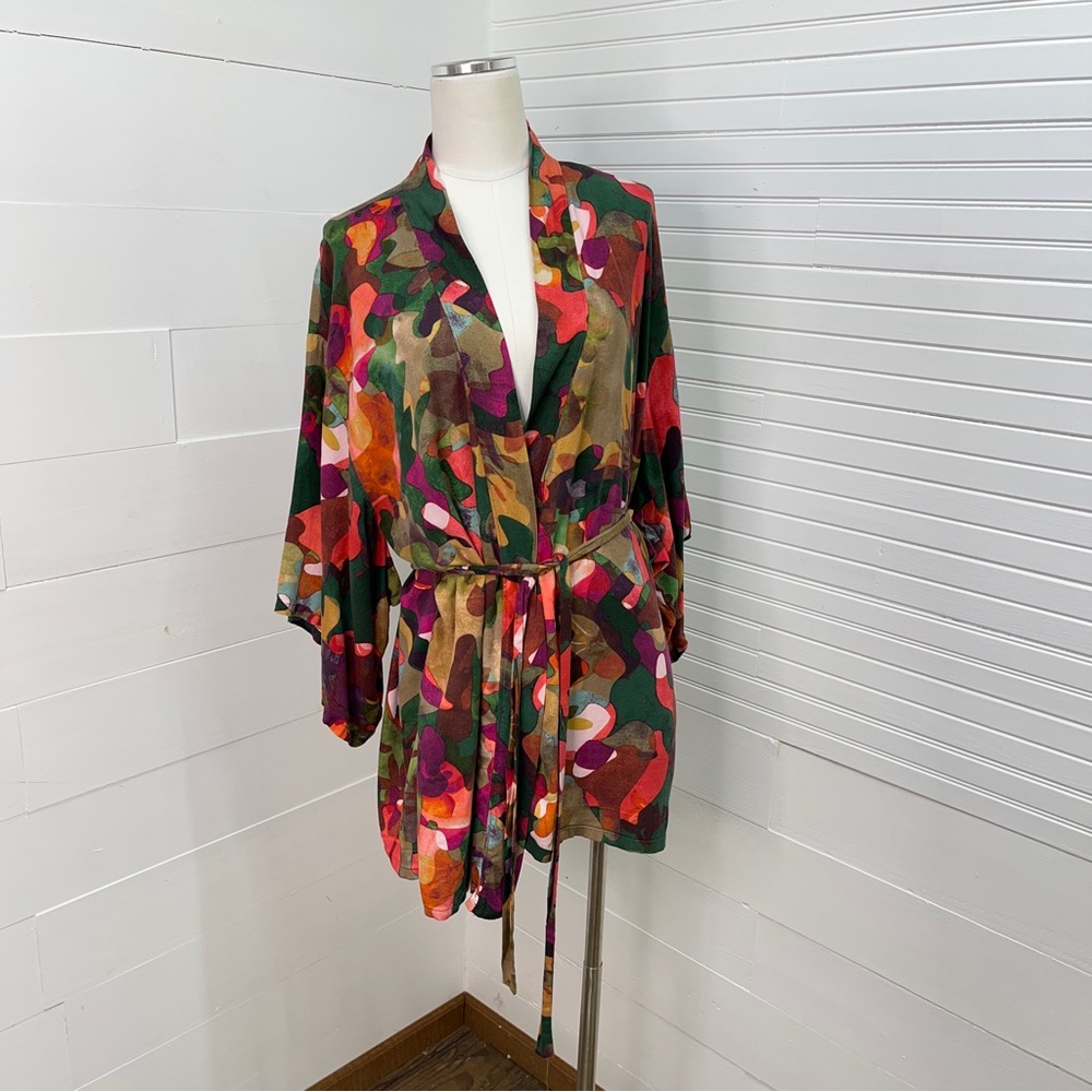 Josie Natori Multicolor Short Kimono Robe